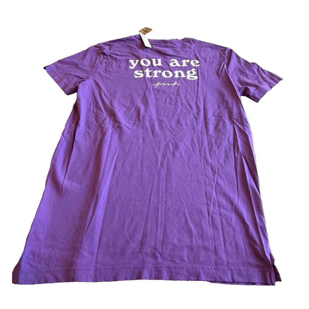 Victoria's Secret PINK Women's "You Are Strong" T-Shirt; Purple; XS; NWT